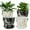 Marble, variant on Set of 4 Plastic Printed Planters with Drainage Holes and Saucers,Diam 4.7Inch Home Decor Flower Pots for Indoor Planter - Plastic Planters Pot for Indoor Plants, Cactus, Succulents