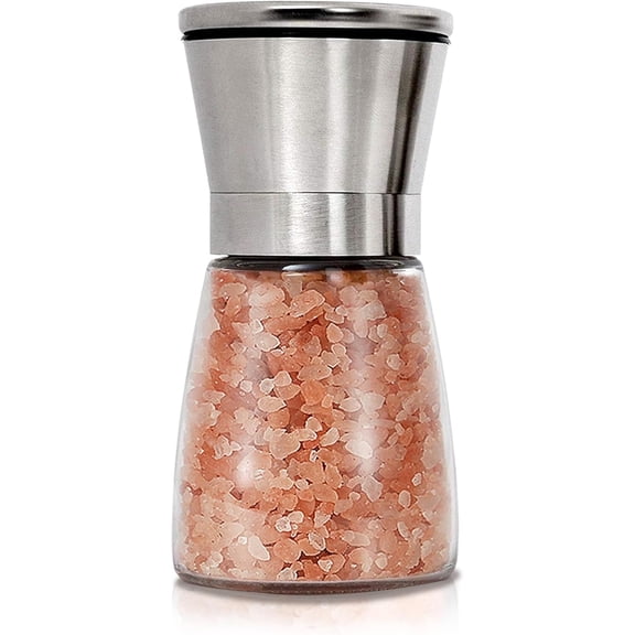 Siloon Salt Grinder Pepper Mill, Salt Shaker Refillable,(Single Package) Adjustable, Stainless Steel with Ceramic Rotor (1 pack,Boxed)