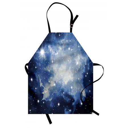 Navy Blue Apron (Constellation Apron Blue Galaxies in Night Sky Celestial Image Stars Fog Magical, Unisex Kitchen Bib Apron with Adjustable Neck for Cooking Baking Gardening, Dark Blue Pale Blue White, by)