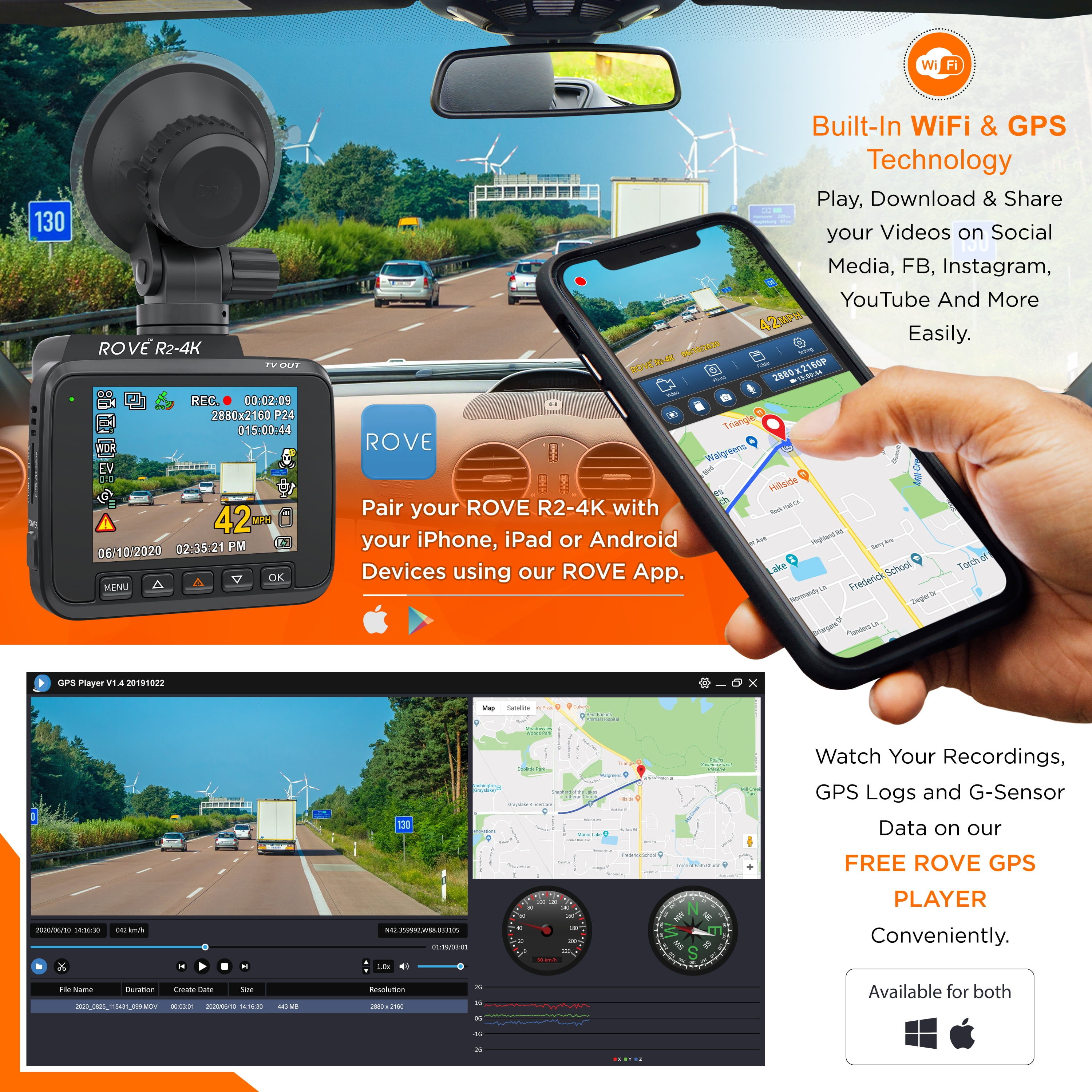 ROVE R2- PRO Dash Cam, Built-in GPS, 5G Wifi Dash Camera in East Legon -  Photo & Video Cameras, Nerdtech Gamers