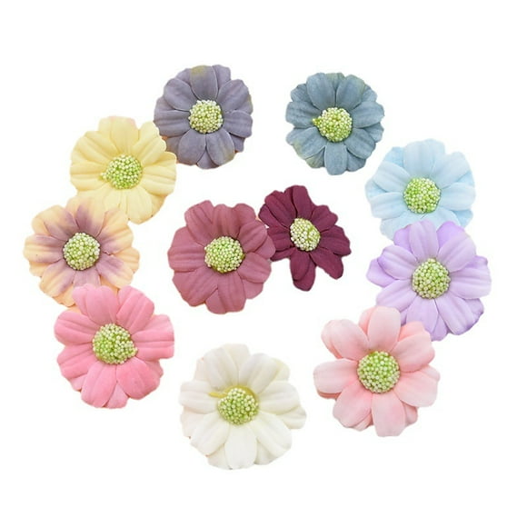 Jinsinto Lot of 11 Pieces Artificial Flower Heads Handmade Fake Flower Heads in Multicolor Fabric for DIY Craft Decoration (11 Different Colors)