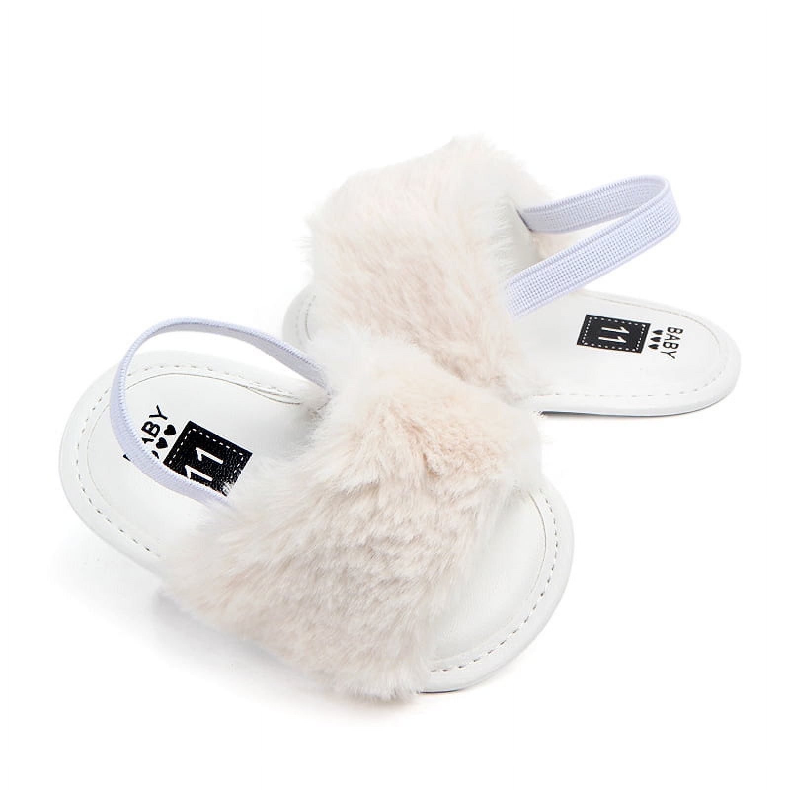 Baby Girls Summer Sandals Non Slip Soft Sole Infant Dress Shoes Newborn Toddler Furry Fur First Walker Crib Shoes House Slipper - image 3 of 5