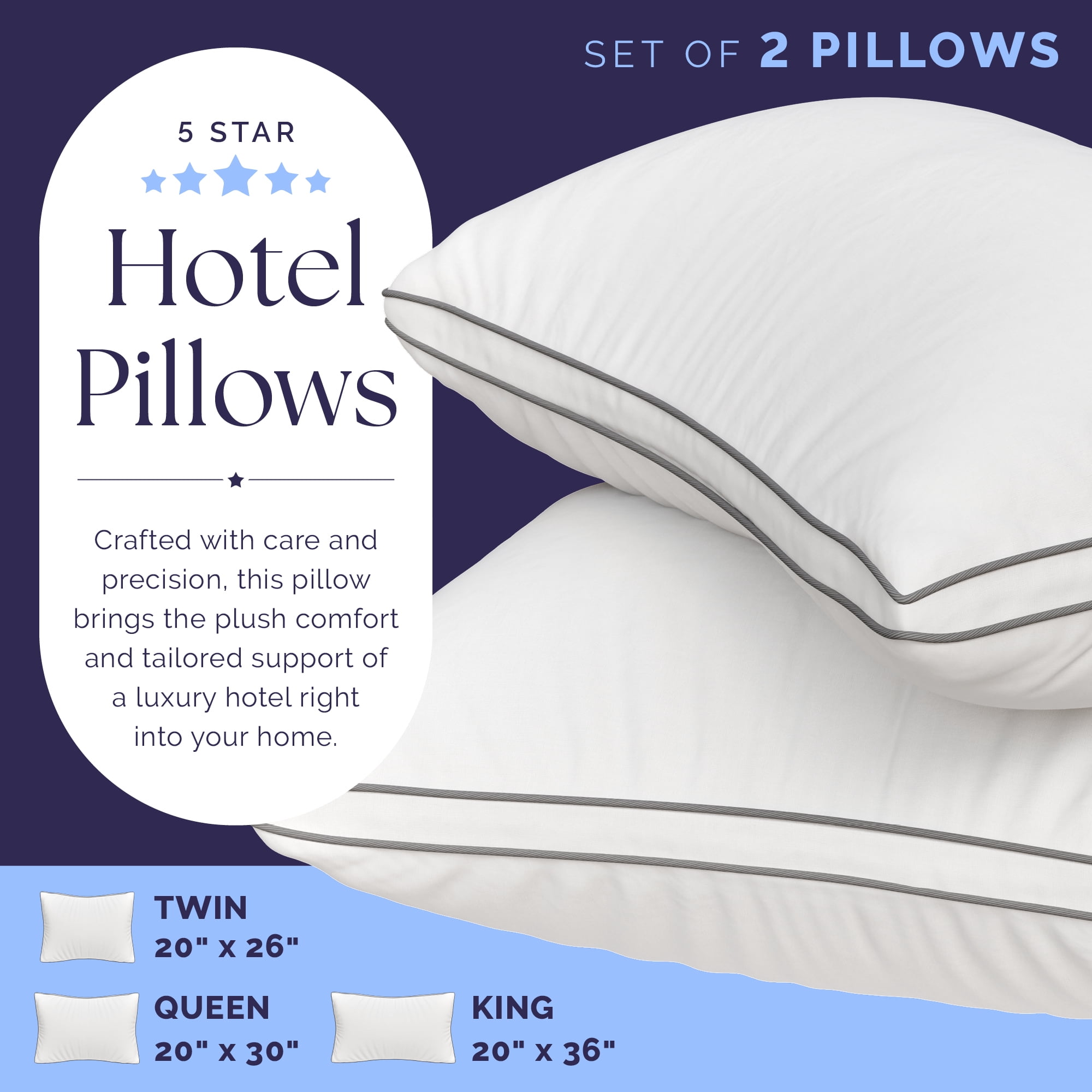 Cherilon Bed Pillows Queen Size Set of 2 - Luxury Down Alternative Pillow - 5 Star Hotel Pillows for Back, Side and Stomach Sleepers - Gusseted Soft Pillows for Sleeping, Bedroom Queen Pillows