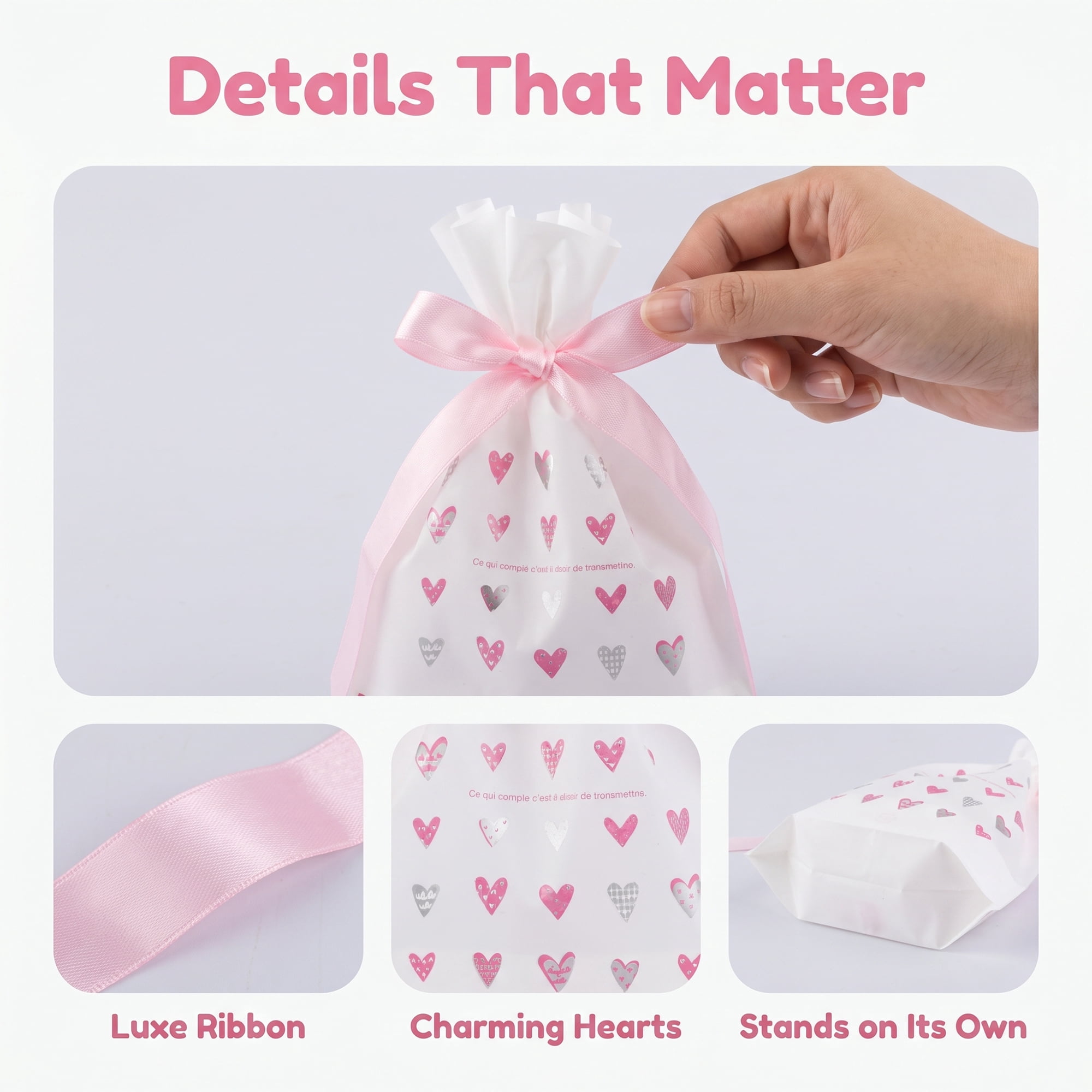 Unique Bargains 10Pcs Multi-Purpose Waterproof Gift Bags with Handles Pink 4.7" x 6.7"