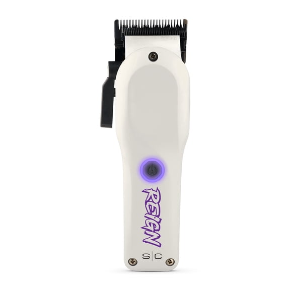 StyleCraft Reign Professional Hair Clipper with Brushless Motor, USB-C Rechargeable, Black Diamond Echo Taper Blade, White