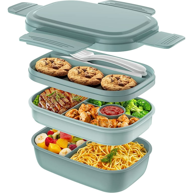 Sinnsally Bento Box Adult Lunch Box,Lunch Box with Compartments(47oz),Stackable Adults Bento Lunch Box,Rectangle Lunchable Food Container with Utensil