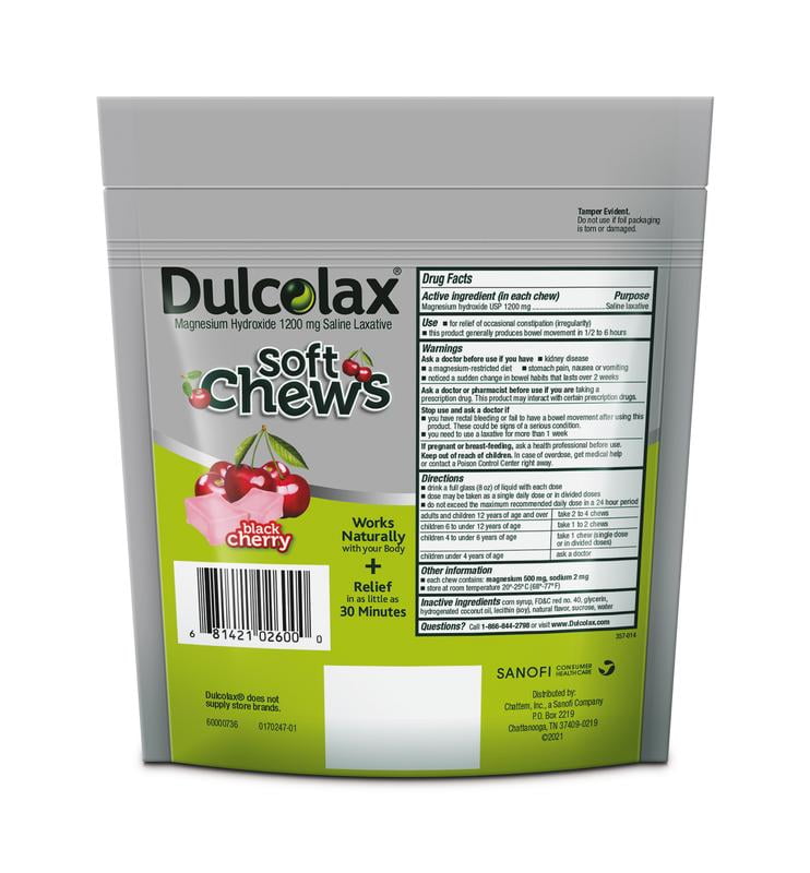 Dulcolax Soft Chews Black Cherry Flavor, 60 Count