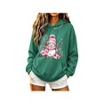 thumbnail image 3 of Zynoxe Hooded Sweatshirt Women with Kangaroo Pocket Drawstring Pullover Hoodie Realxed Long Sleeve Print Sweatshirts Fashionable Christmas Sweatshirts for Women #D Green L, 3 of 6
