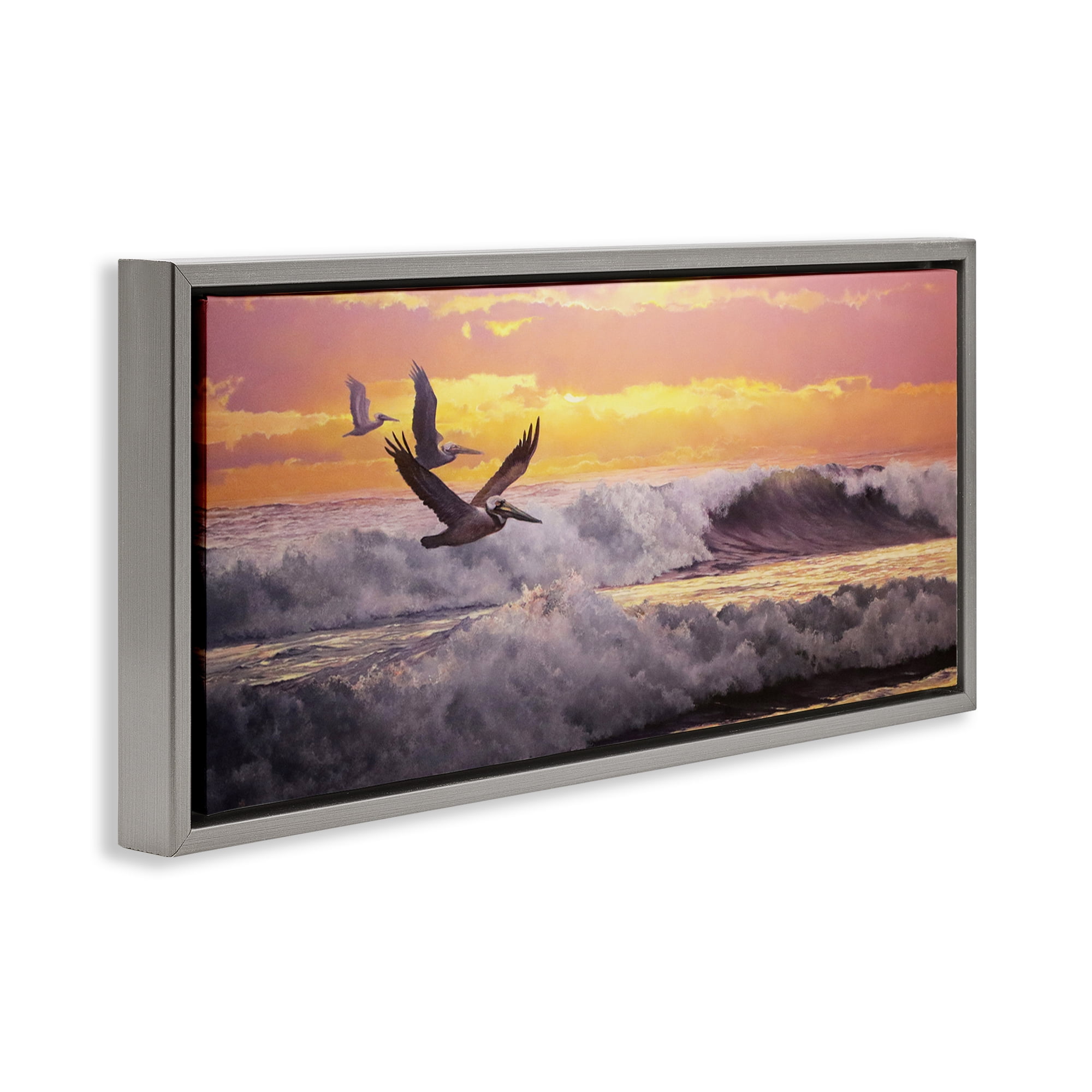 Stupell Industries Eternal Rhythms Seascape Landscape & Nature Photography Gray Floater Framed Canvas Art Print Wall Art, 25 x 11