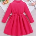 thumbnail image 6 of DJDLJWCJ Girls School Uniform polo Dress 2-7 Button Lapel Long Sleeve Sleeve Dress Cute Print Summer Comfty Pleated Dress Hot Pink Size 6, 6 of 9