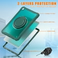 thumbnail image 6 of Silicone Case for Samsung Galaxy Tab A11 8.7" 2025 SM-X133 / SM-X135, Heavy Duty 360° Ring Stand with Shoulder Strap Pen Holder Translucent Hard PC Back Case Cover, Green, 6 of 21