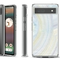 Shockproof Bumper Phone Case for Google Pixel 6a, by OneToughShield ® - Marble / Rainbow