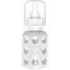 Lifefactory 4-Ounce BPA-Free Glass Baby Bottle with Stage 1 Nipple and Protective Silicone Sleeve, Stone Gray