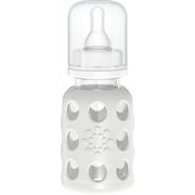 Lifefactory 4-Ounce BPA-Free Glass Baby Bottle with Stage 1 Nipple and Protective Silicone Sleeve, Stone Gray