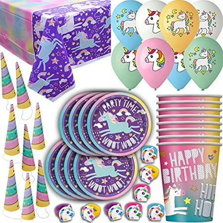  Unicorn Birthday Party Supplies 8 Guests Plates Cups 