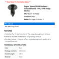 thumbnail image 2 of Engine Splash Shield Hardware - Compatible with 1996, 1998 Dodge Stratus, 2 of 2