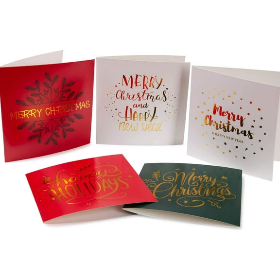 20 Christmas Holiday Greeting Gold Foil Envelopes Stickers Cards Bulk 5x5 inch