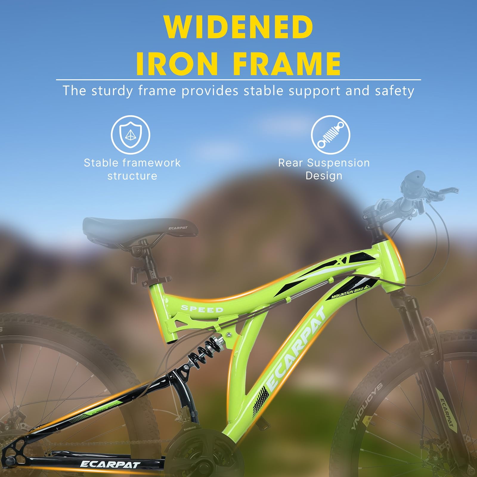 HTW 26" Mountain Bike – 21-Speed Full Suspension, Disc Brakes, Alloy Rims, All-Terrain for Adults Men & Women