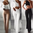 thumbnail image 3 of Douhoow Solid Elegant Womens Palazzo Flared Wide Leg Pants High Waist OL Ladies Long Trousers, 3 of 3