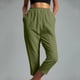 thumbnail image 4 of Mujer Casual Color Sólido Bolsillos Cintura Elástica Cómodos Pantalones Rectos Hasta La Pantorrilla Odeerbi ODB-6, 4 of 7