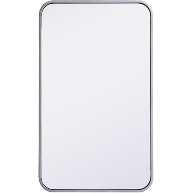 Elegant Lighting MR801830S 18 x 30 in. Soft Corner Metal Rectangular Mirror, Silver