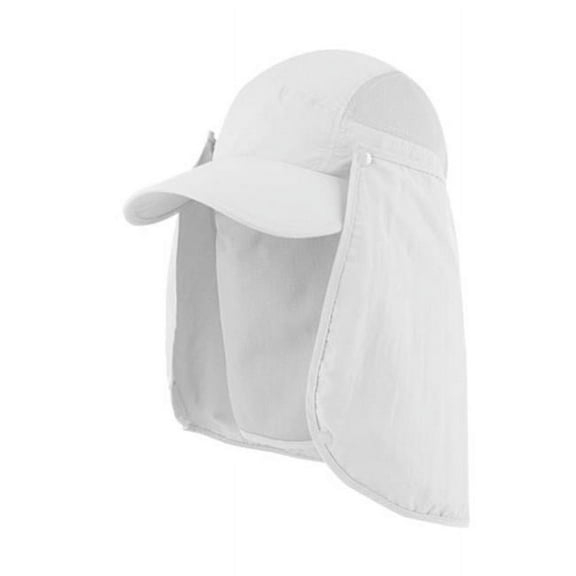 Juniper J7239 Taslon UV Cap With Removable Neck Flap, White