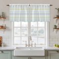 thumbnail image 2 of Aqua Yellow Stripe Tier Curtains, Abstract Art Modern Vertical Striped Light Filtering Kitchen Curtains, 2Pcs Rod Pocket Half Window Treatments Panels for Sink Cafe Cabinet Camper 27.5x36 Inches, 2 of 9