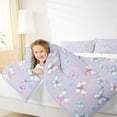 thumbnail image 4 of Feelyou Purple Butterfly Animal Queen Comforter Set for Child, Kawaii Cartoon Flower Bedding Sets, Dreamy Princess Style Reversible Bedding Comforter Set, Lightweight Room Decor, 3-Piece, 4 of 8