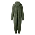 thumbnail image 5 of Gibobby Mono Corto Informal Pijama de manga larga de lana artificial para mujer Casual Color sólido Cremallera Suelto con capucha Mono Pijama Casual Invierno Cálido Rompe Lind(Verdinegro， XXXL), 5 of 5