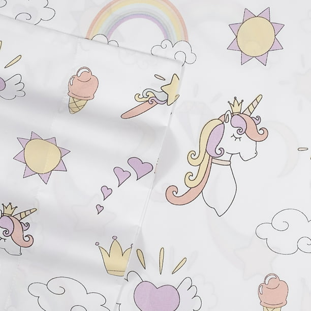 Supreme Kids Wrinkle Free Hypoallergenic Bed Sheets Magical Unicorns ...