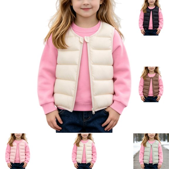 YOUYEDIAN Kids Padded Puffer Vest Warm Quilted Sleeveless Zipper Jacket