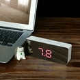 thumbnail image 2 of Digital LED Mirror Clock USB & Battery Operated 12H/24H °C/°F Display Alarm Clock with Snooze Function Adjustable LED Luminance--Red, 2 of 7