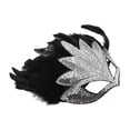 thumbnail image 1 of Unique Bargains 1 Pc Sequined Feathers Party Mask Silver Tone Plastic Feather, 1 of 5