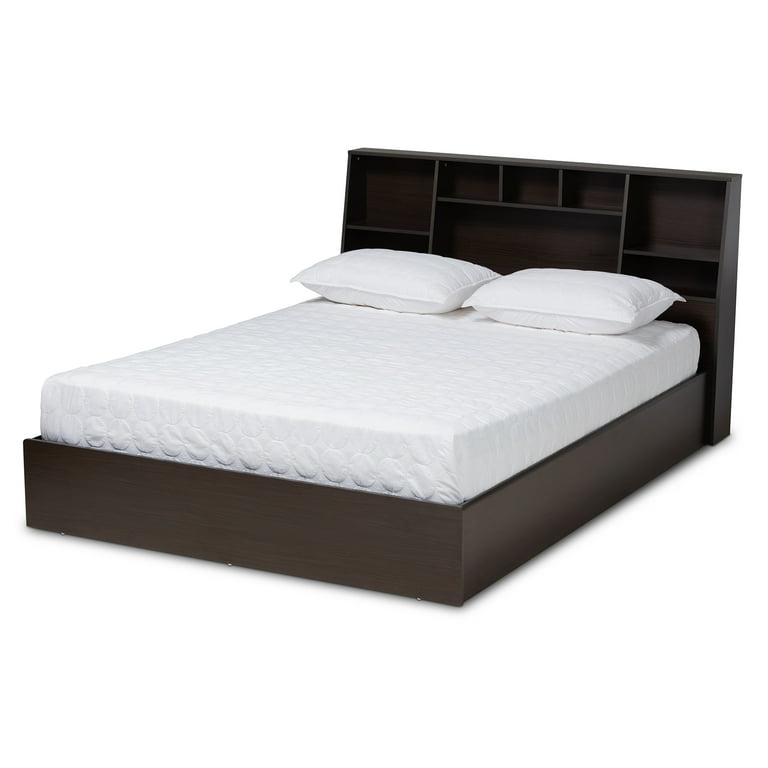 Baxton Studio Geoffrey Modern and Contemporary Dark Brown Finished Wood Queen Size Platform Storage Bed with Shelves Baxton Studio Geoffrey Modern and Contemporary Dark Brown Finished Wood Queen Size Platform Storage Bed with Shelves