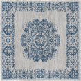thumbnail image 1 of Unique Loom Tapis Médaillon Traditionnel Extérieur 5' 3 x 5' 3 Bleu Carré/ivoire, 1 of 1