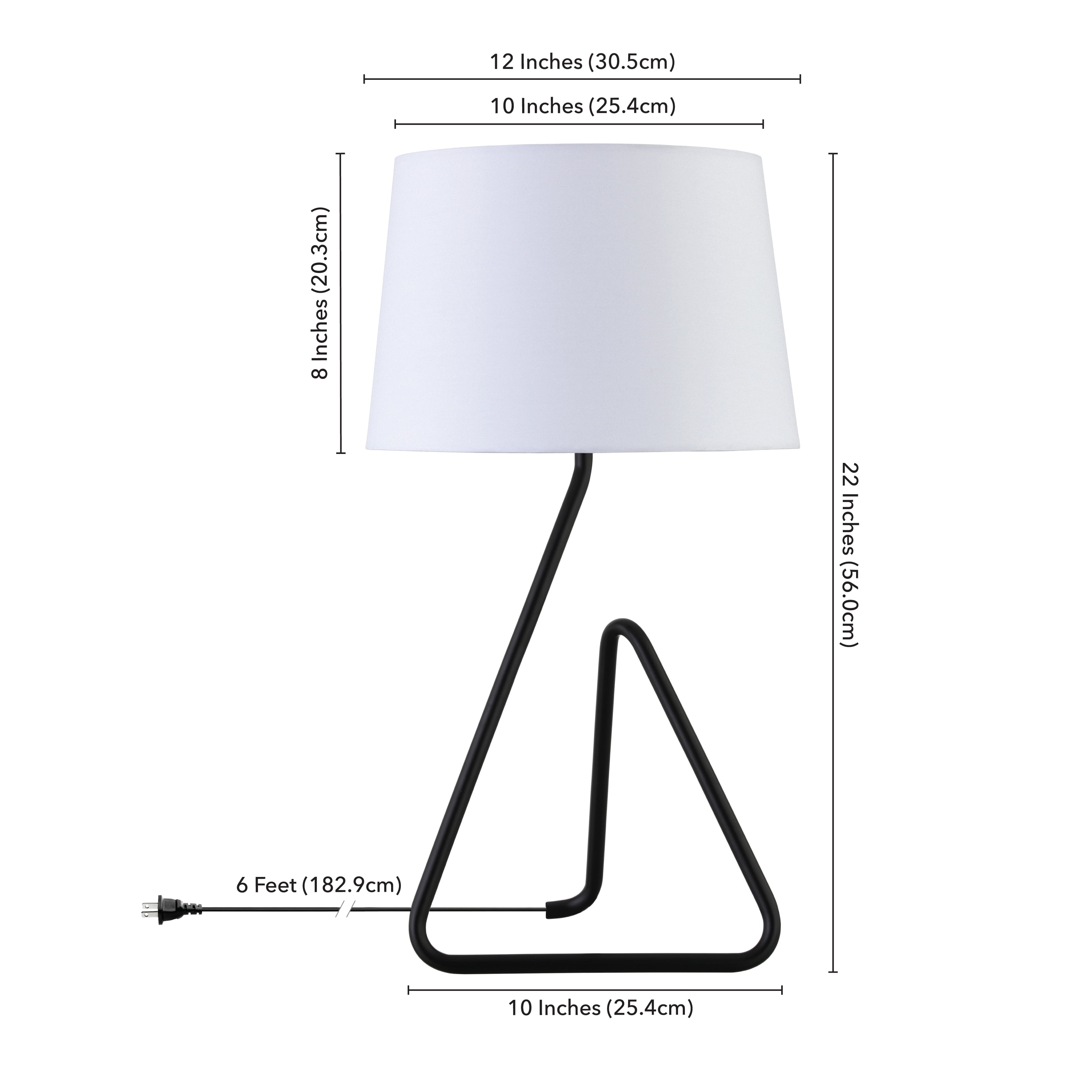 Evelyn&Zoe Cora 22" Modern Metal Table Lamp with White Bell Fabric Shade