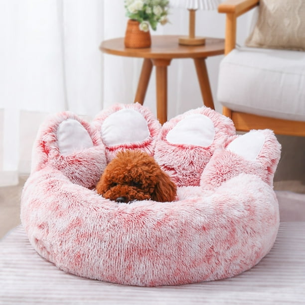 Plush Dog Bed Bear Paw Shape Pet Bed for Cats and Dogs Cute Soft Dog Basket