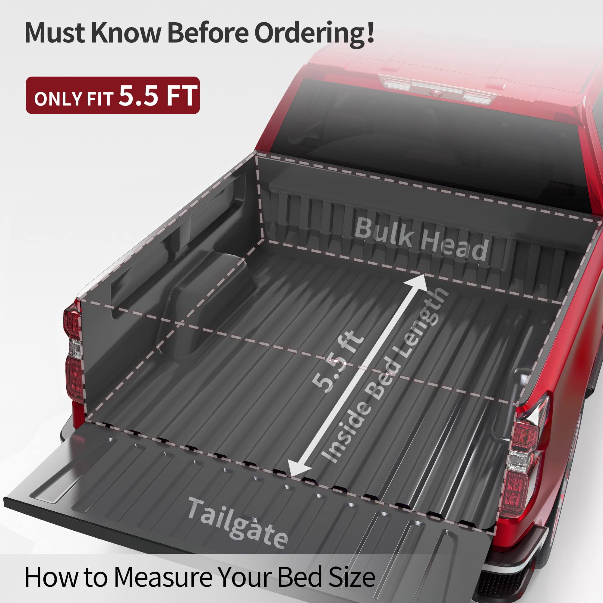 RVNI Truck Bed Cargo Mat Liner for 2015-2024 Ford F-150 SuperCrew 5.5Ft Bed TPE