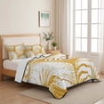 thumbnail image 5 of Quilts Twin Size, Coastal Shell Orange Soft Comforter Bedding Set for Bed, Summer Ocean Shell Beach Lightweight Quilted Bedspread with Pillow Cover(2 Pieces) for All Season, 68x86 Inch, 5 of 9
