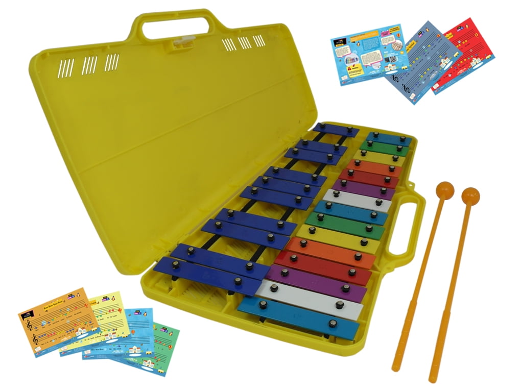 DLuca TL25S 25 Notes Full Chromatic Xylophone Glockenspiel with Music Cards