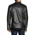 thumbnail image 4 of NomiLeather black leather jacket | mens leather jacket and genuine leather jacket men (Black With Green Strip ) XXX-Large, 4 of 7
