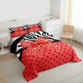 thumbnail image 3 of Homewish Kawaii Red Bow Knot Boy Girl 3 Pieces Queen Comforter Set,Polka Dots Ultra Soft Bedding Sets,Animal Zebra Print Bedding Comforter Set Breathable,Super Cozy Room Decor,Reversible, 3 of 8