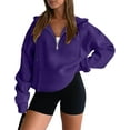 thumbnail image 2 of KISSMODA Women Half Zipper Pullover Sweatshirt Long Sleeve Hoodies Kangaroo Pocket Fleece Basic Sweater, 2 of 4