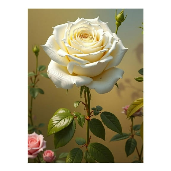 Diamond Art Kit for Adults, Bright Rose White Print No.601 Diamond Painting for Adults Beginners, 5D DIY Diamond Art Painting Kits, Colorful Diamond Painting Craft for Home Decor 12x16