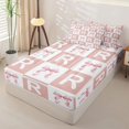 thumbnail image 2 of Homewish Girly Personalized Gifts Zipper Twin Comforter Sets with Fitted Sheet and 2 Pillowcases,Pink Grid Alphabet R Print Zipper Bedding Set For Kids,Pink Reversible,4-Piece, 2 of 7