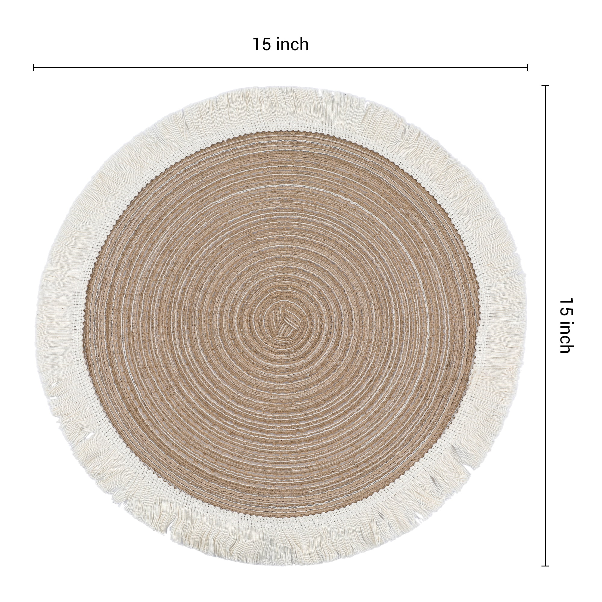 Unique Bargains Rustic Rattan Place Mats Set of 6 for Dining Table Decor Coffee 15x15in