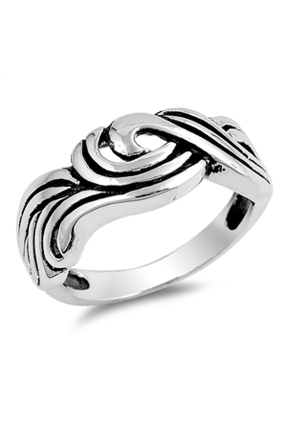 Antiqued Wave Knot Twisted Eye Loop Ring 925 Sterling Silver Band Jewelry Female Male Unisex Size 11