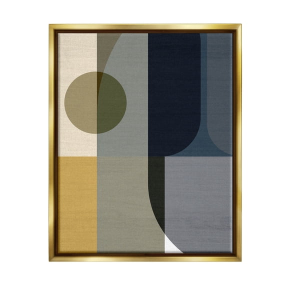 Distinct Geometric Layered Shapes Abstract Graphic Art Metallic Gold Framed Art Print Wall Art