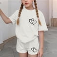 thumbnail image 4 of Ensemble Deux Pièces pour Filles, Haut à Manches Courtes et Short, Col Rond, Tenue d'Été Décontractée avec Petits Imprimés, 4 of 7