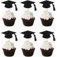 thumbnail image 4 of Fokuz Glitter Graduation Cap Cupcake Toppers Gold & Black Grad Hat Cake Picks For 2026 Graduation Party Decorations 20/30/50 Pack, 4 of 5